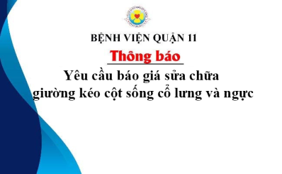 Thông Báo Yêu cầu báo giá sửa chữa giường kéo cột sống cổ lưng và ngực